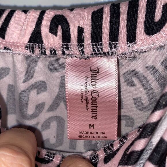Juicy Couture Women's Pink Black 2 Piece Tank Top & Shorts Sleepwear Set Medium - Picture 5 of 9